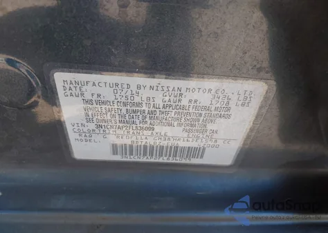 2015 Nissan Versa 1.6 S/1.6 S+/1.6 Sl/1.6 Sv из США, поврежденный, VIN 3N1CN7AP2FL836099